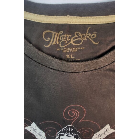 Vintage Marc Ecko Cut & Sew Brown Graphic T-Shirt Size XL Y2K Grunge - Picture 3 of 6